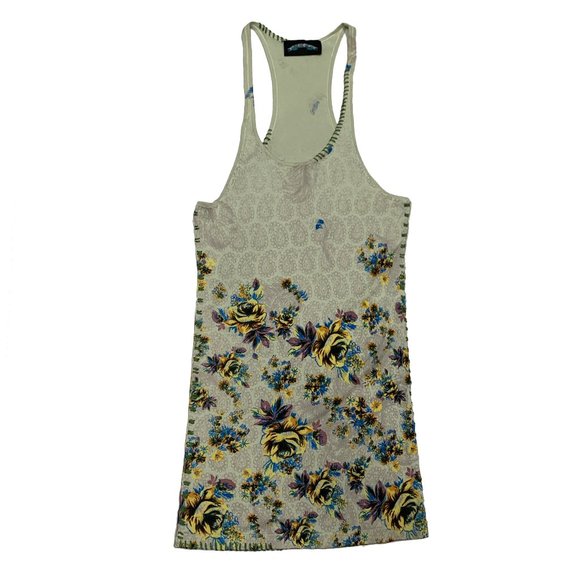 TTE Cashmere Tank Top "Floral" - Sage - Picture 1 of 3